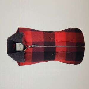 Woolrich Giant Buffalo II Plaid Wool Vest with Sherpa Fleece Colar
